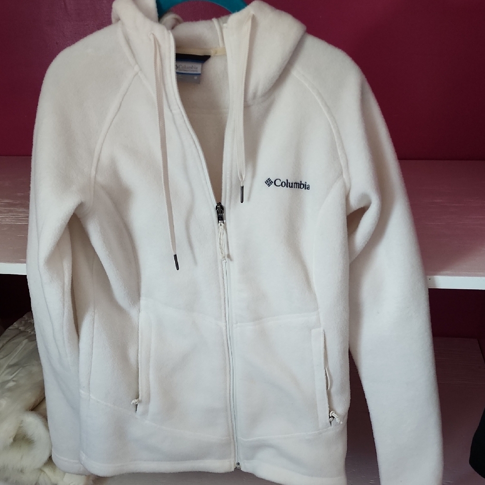 Columbia Cream Hooded Full-Zip Fleece Jacket